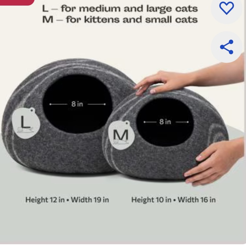 Meowfia Medium Wool Cat Cave - Picture 9 of 11